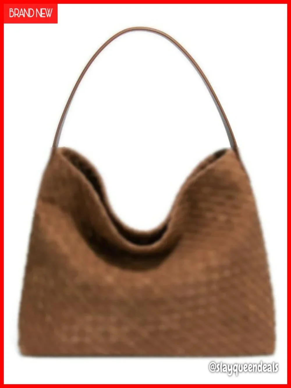 Faux Suede Woven Hobo Bag Shoulder Tote Satchel Handbag Work Travel
